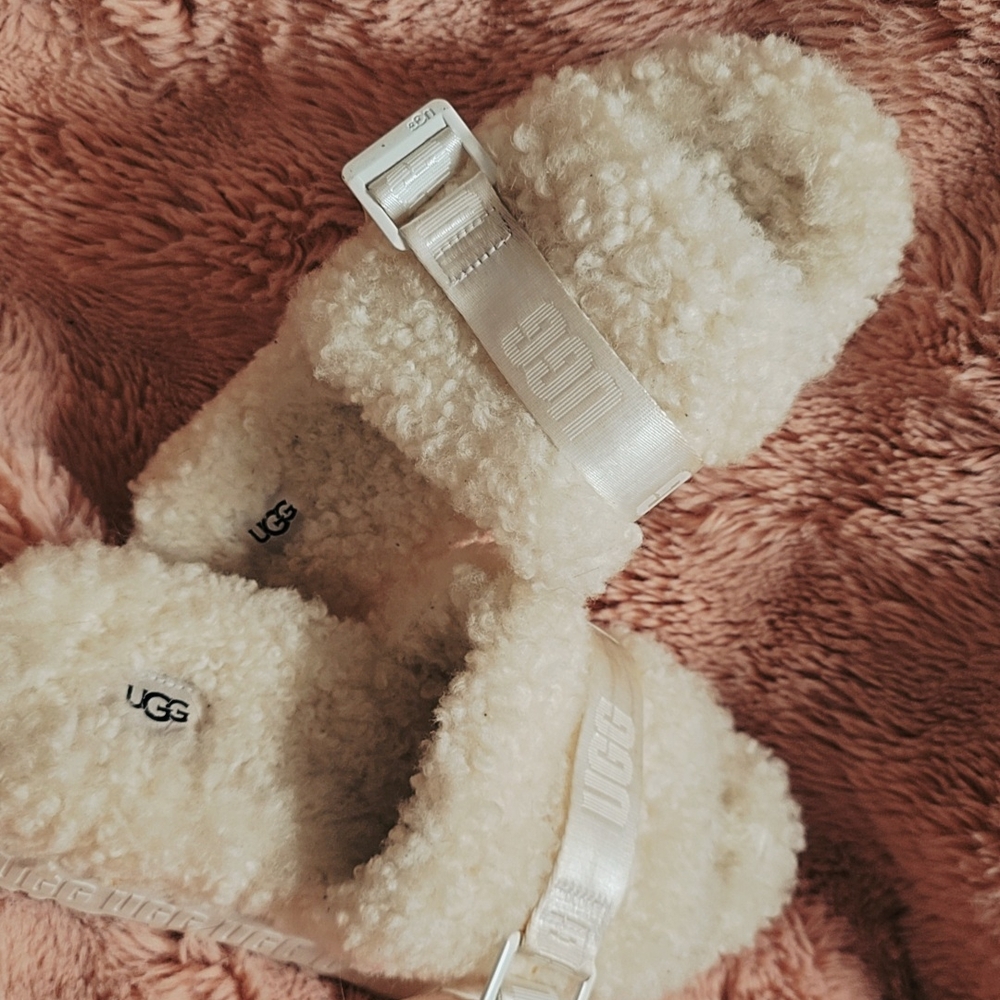 UGG Beige Fuzzy Sandals